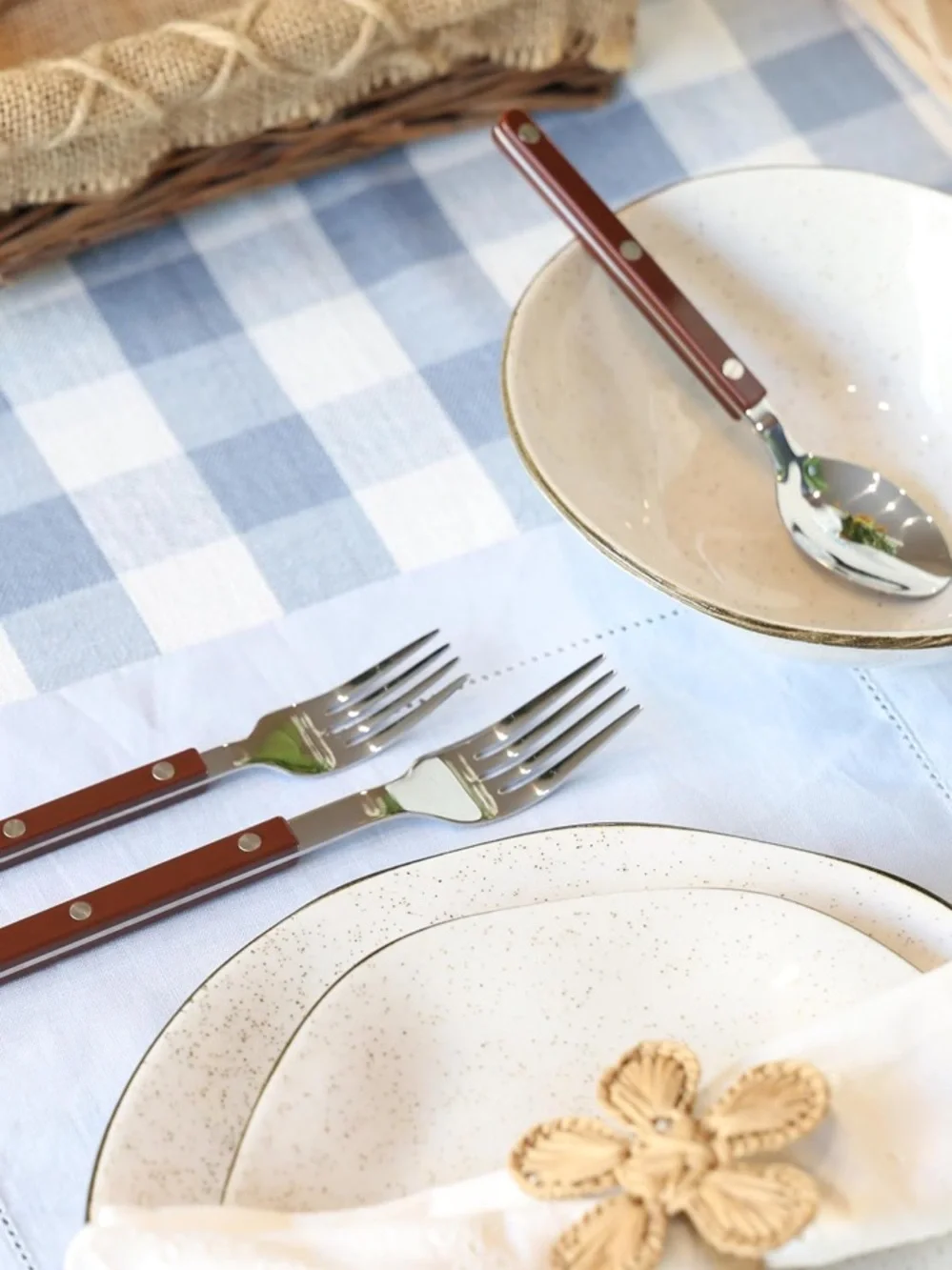 ANNOVA NWT 10pc Stainless Steel silverware set -silver/brown - Picture 7 of 10